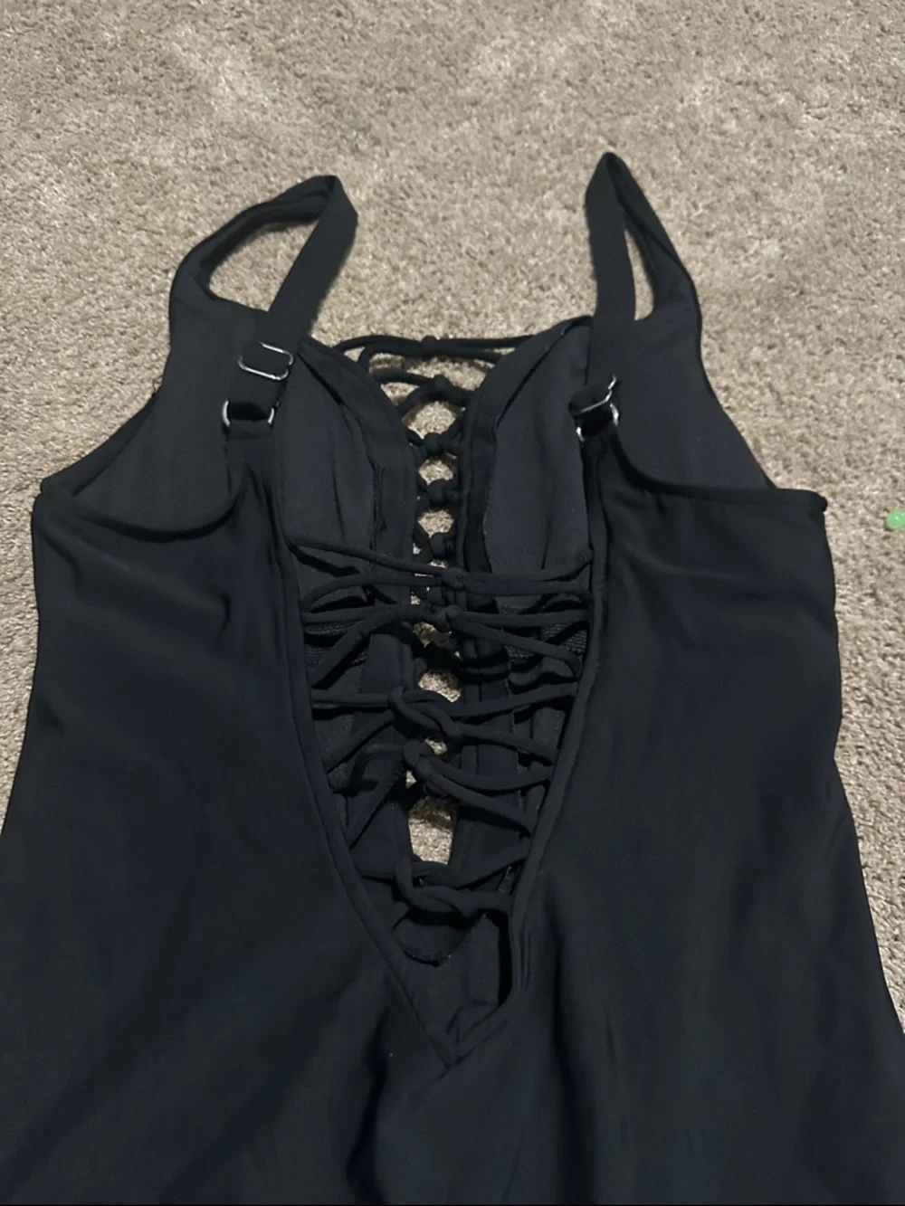 Black Lace-Up One-Piece Swimsuit